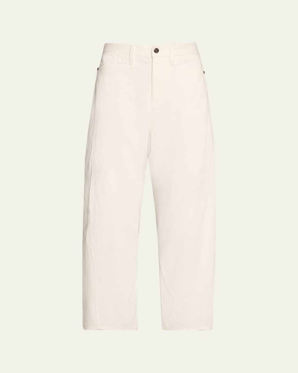 Mid-Rise Barrel-Leg Crop Jeans
